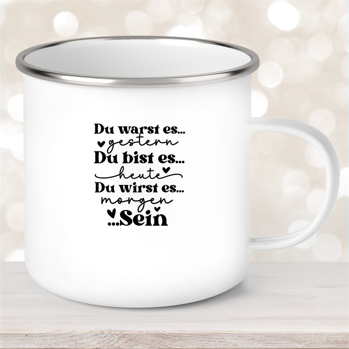 Tasse Spruch "Du bist es" Valentinstag #12 Wunschnamen Emaille personalisiert Tasse Spruch "Du bist es" Valentinstag #12 Wunschnamen Emaille personalisiert