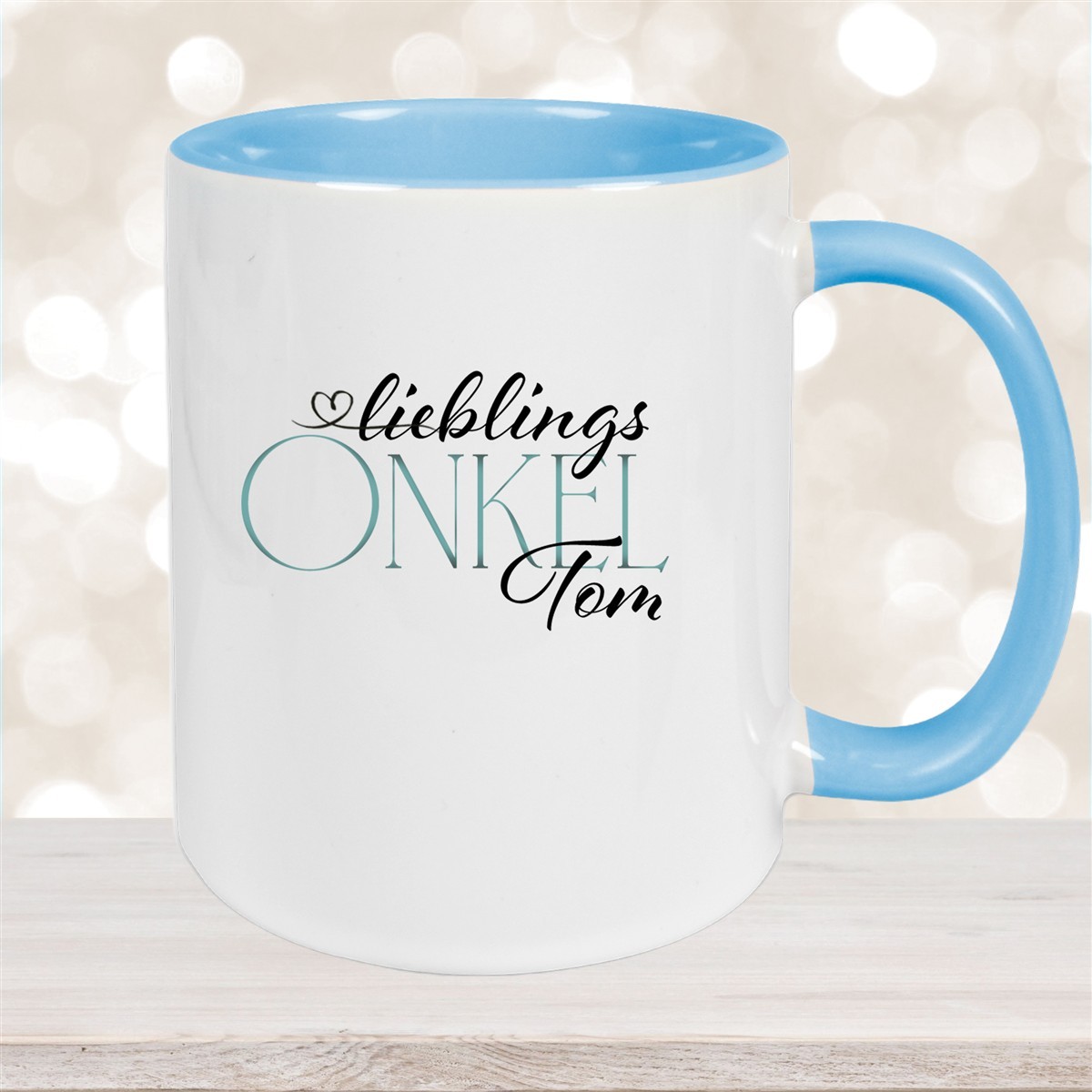 Tasse Wunschname Lieblings-Onkel #1 personalisiert Keramik Becher Hellblau