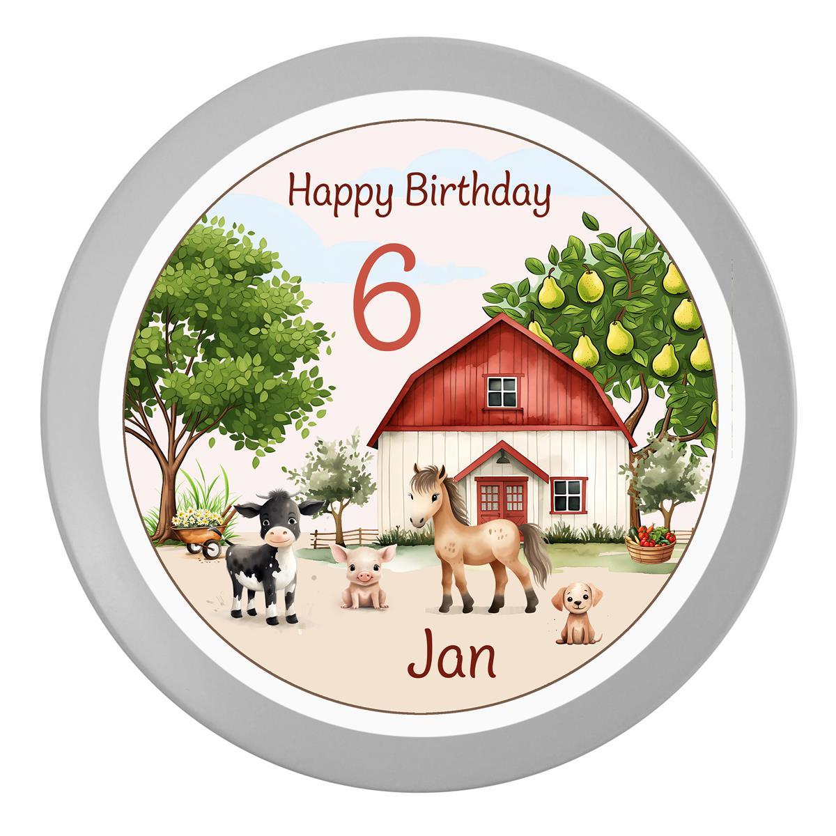 Tortenaufleger Geburtstag Bauernhof 3 Name & Zahl (20cm) Fondant Papier