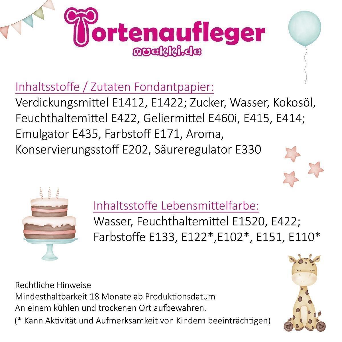 Tortenaufleger Taufe Prinzessin 2 Name & Datum (20cm)