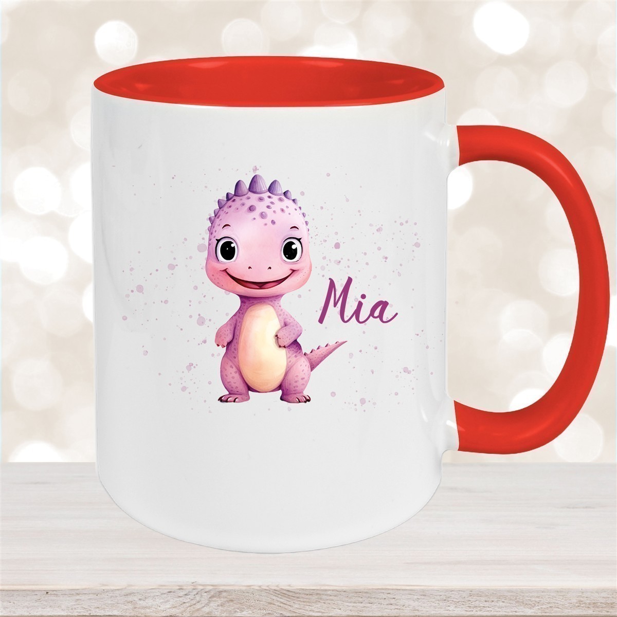 Tasse Wunschname Dino #20 Keramik Kinderbecher versch. Farben