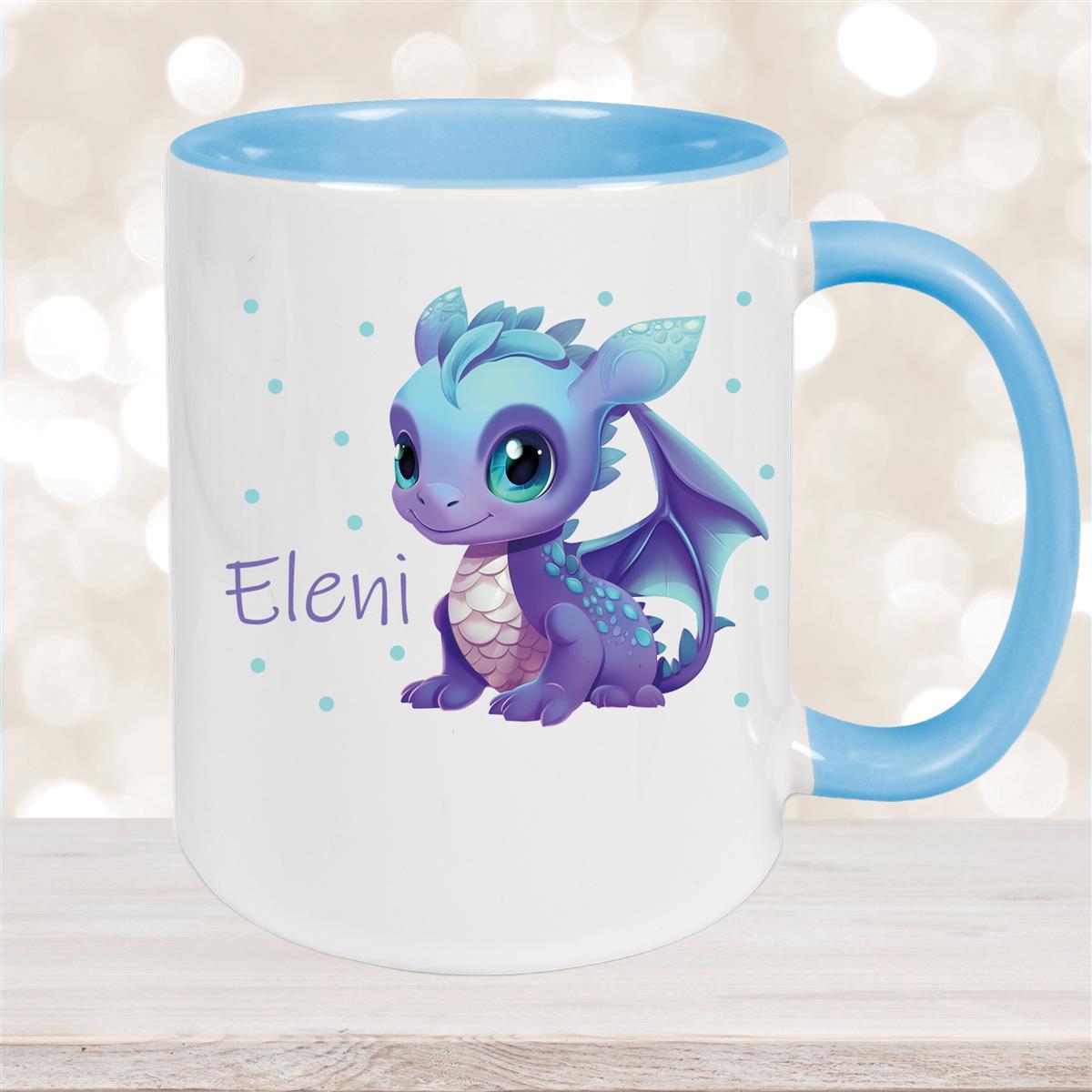 Tasse Wunschname Drache #1 Keramik Kinderbecher versch. Farben
