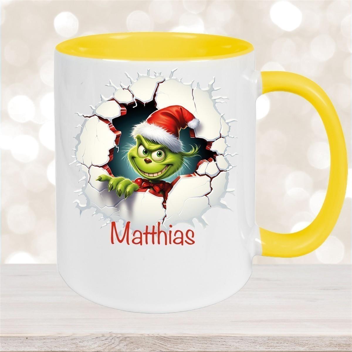 Tasse Wunschname Weihnachten Grinch 8 Keramik Kinderbecher versch. Farben