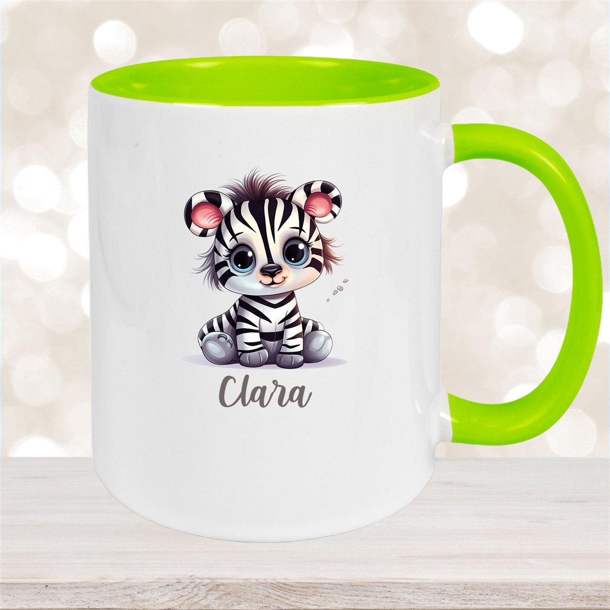 Tasse Wunschname Zebra #2 Keramik Kinderbecher versch. Farben