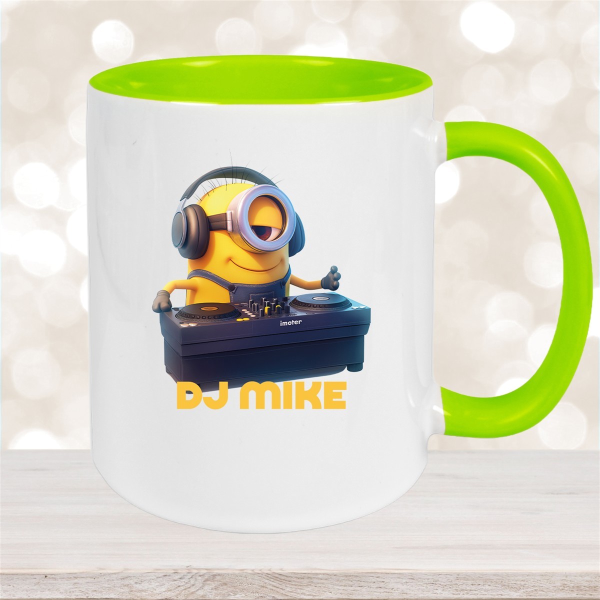 Tasse Minions Kinder Minion #9 DJ Wunschname Keramik Kinderbecher personalisiert versch. Farben Grün