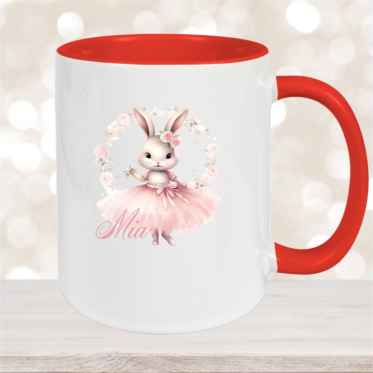 Tasse Ballerina #5 Wunschname Keramik Kinderbecher personalisiert Rot