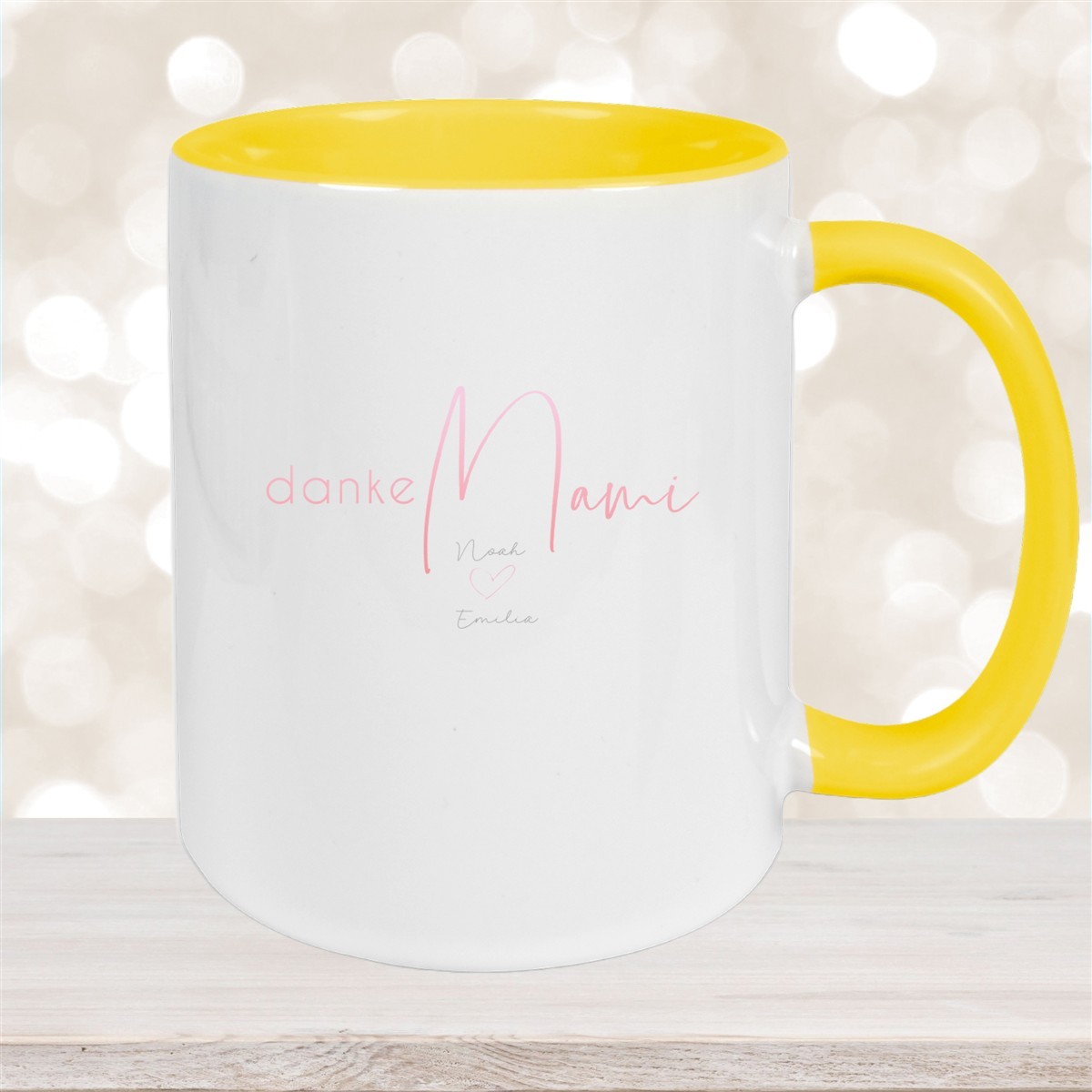 Tasse Muttertag #5 Wunschnamen Keramik Personalisiert Gelb