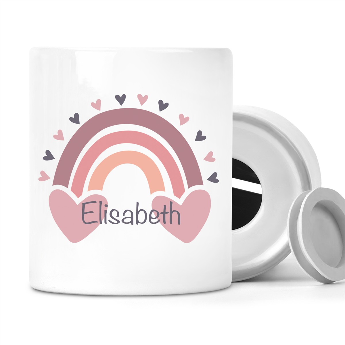 Spardose mit Wunschname Regenbogen 2 personalisiert