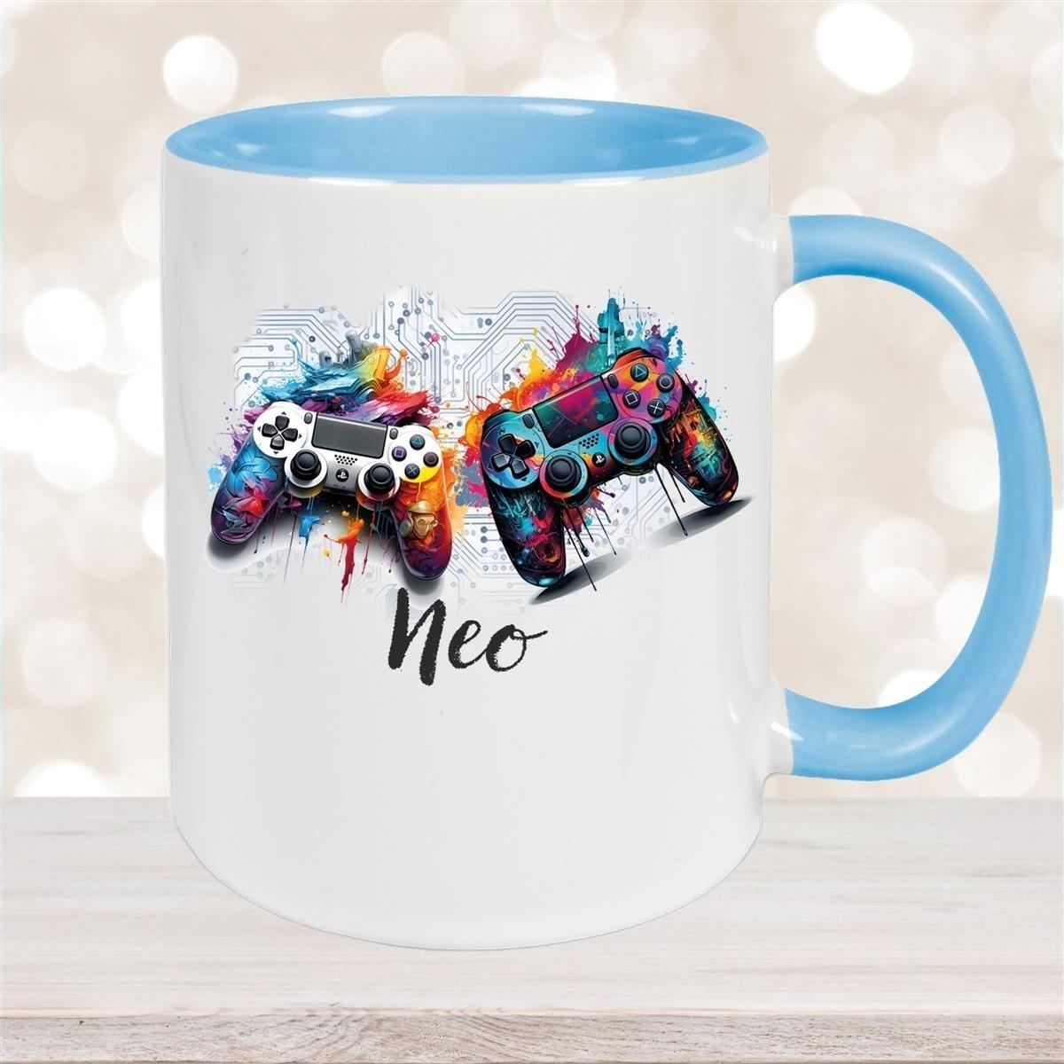 Tasse Gamer 1 Wunschname Keramik Kinderbecher personalisiert versch. Farben