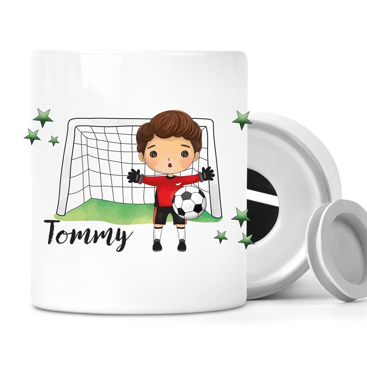 Spardose mit Wunschname Fußball 3 personalisiert