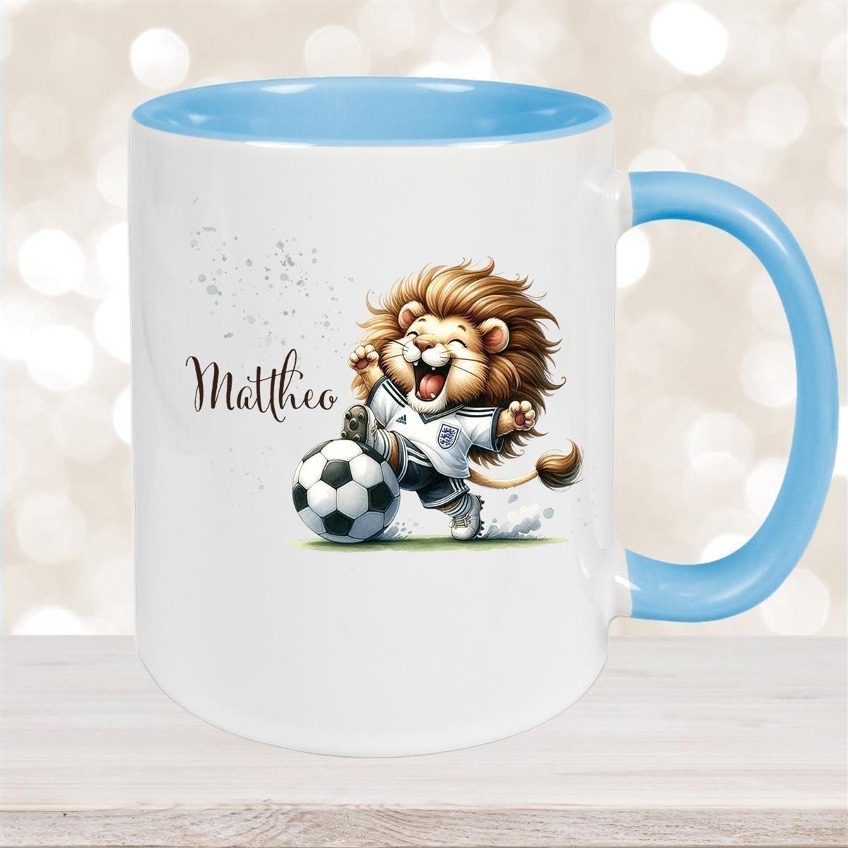 Tasse Fußball 9 Wunschname Keramik Kinderbecher personalisiert versch. Farben