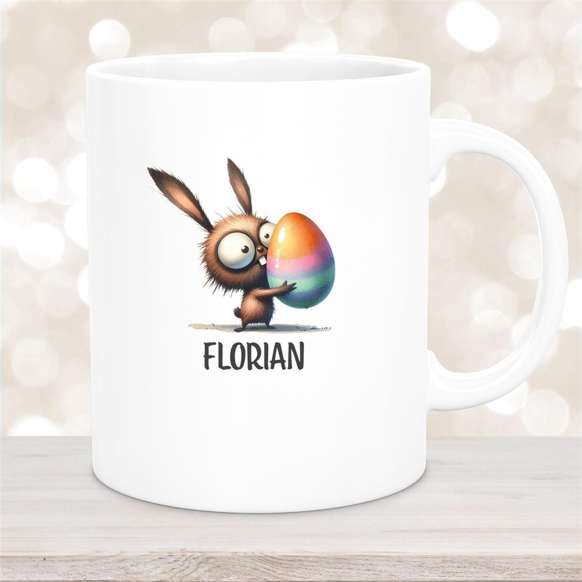 Tasse Ostern - Hase 6 Wunschnamen Keramik personalisiert versch. Farben