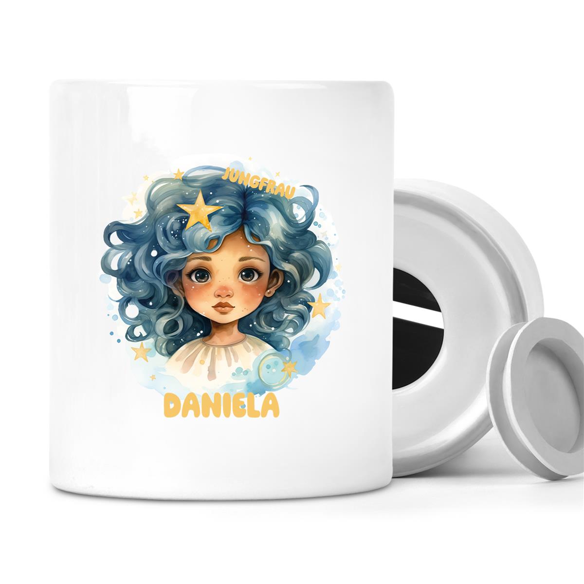 Spardose mit Wunschname Sternzeichen Jungfrau #1 personalisiert