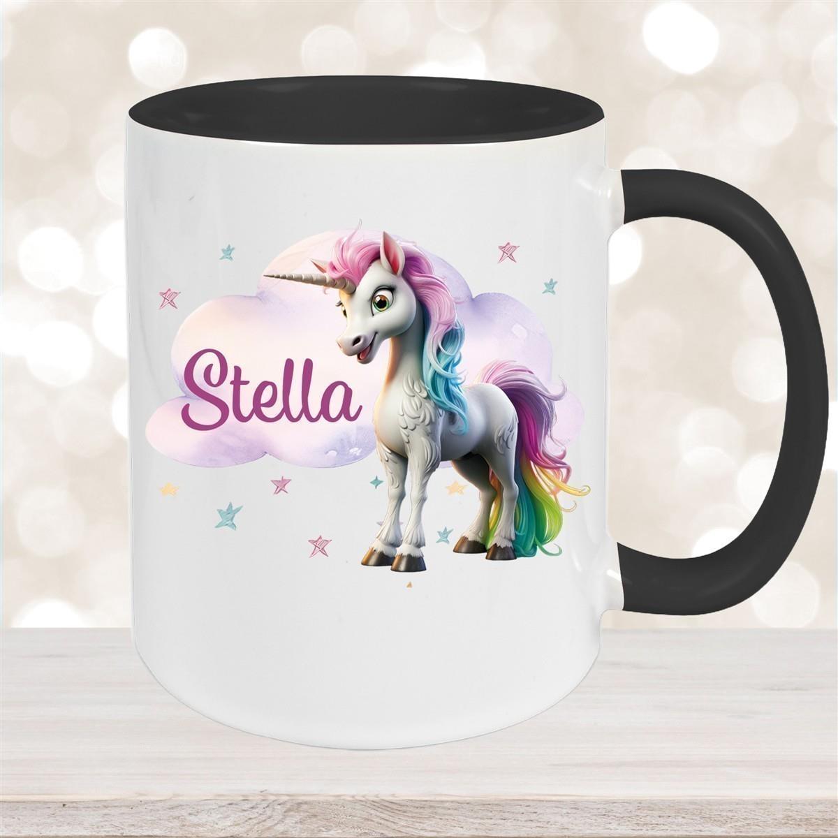 Tasse Einhorn Wolke 4 Wunschname Keramik Kinderbecher personalisiert versch. Farben