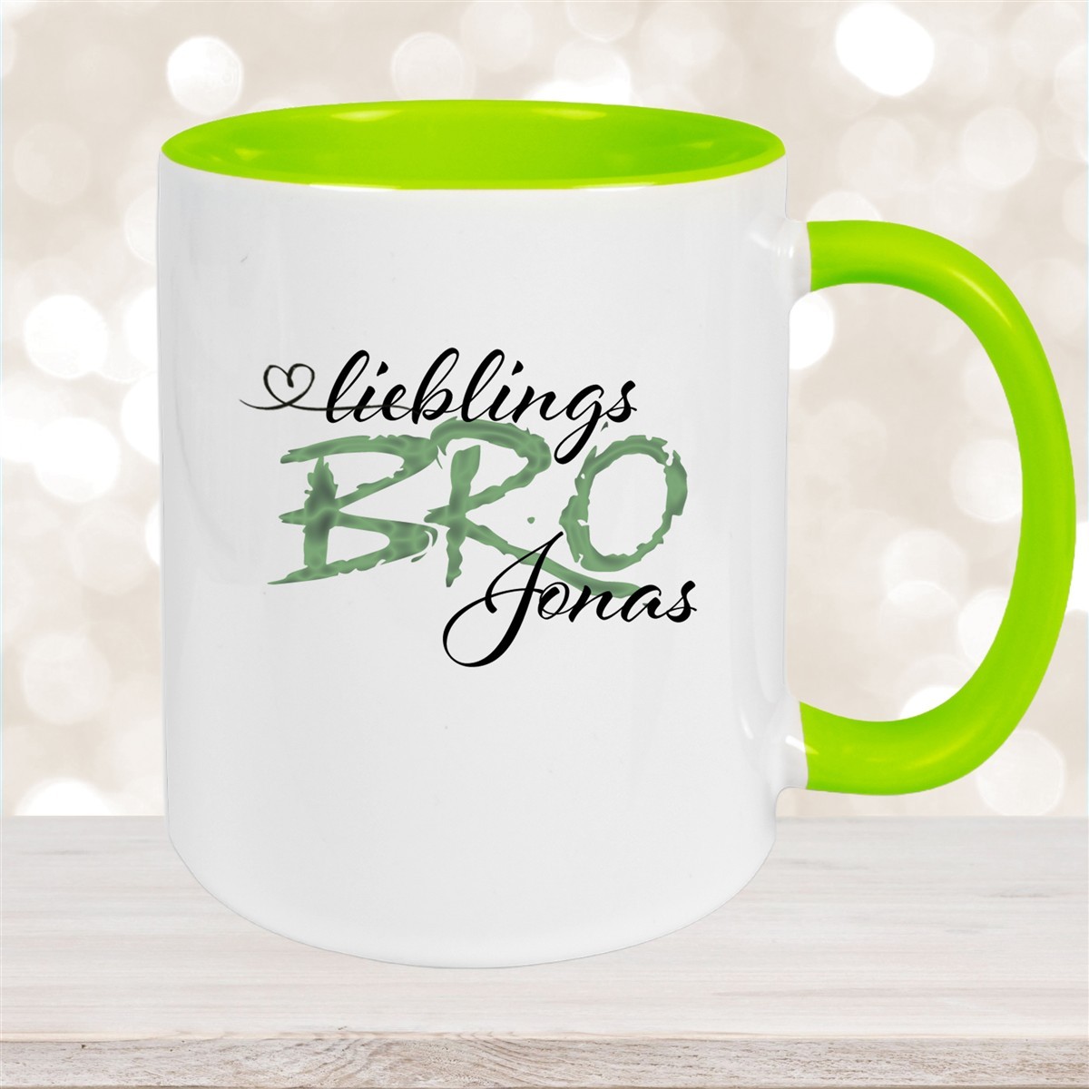 Tasse Wunschname Lieblings-BRO #2 personalisiert Keramik Becher Grün