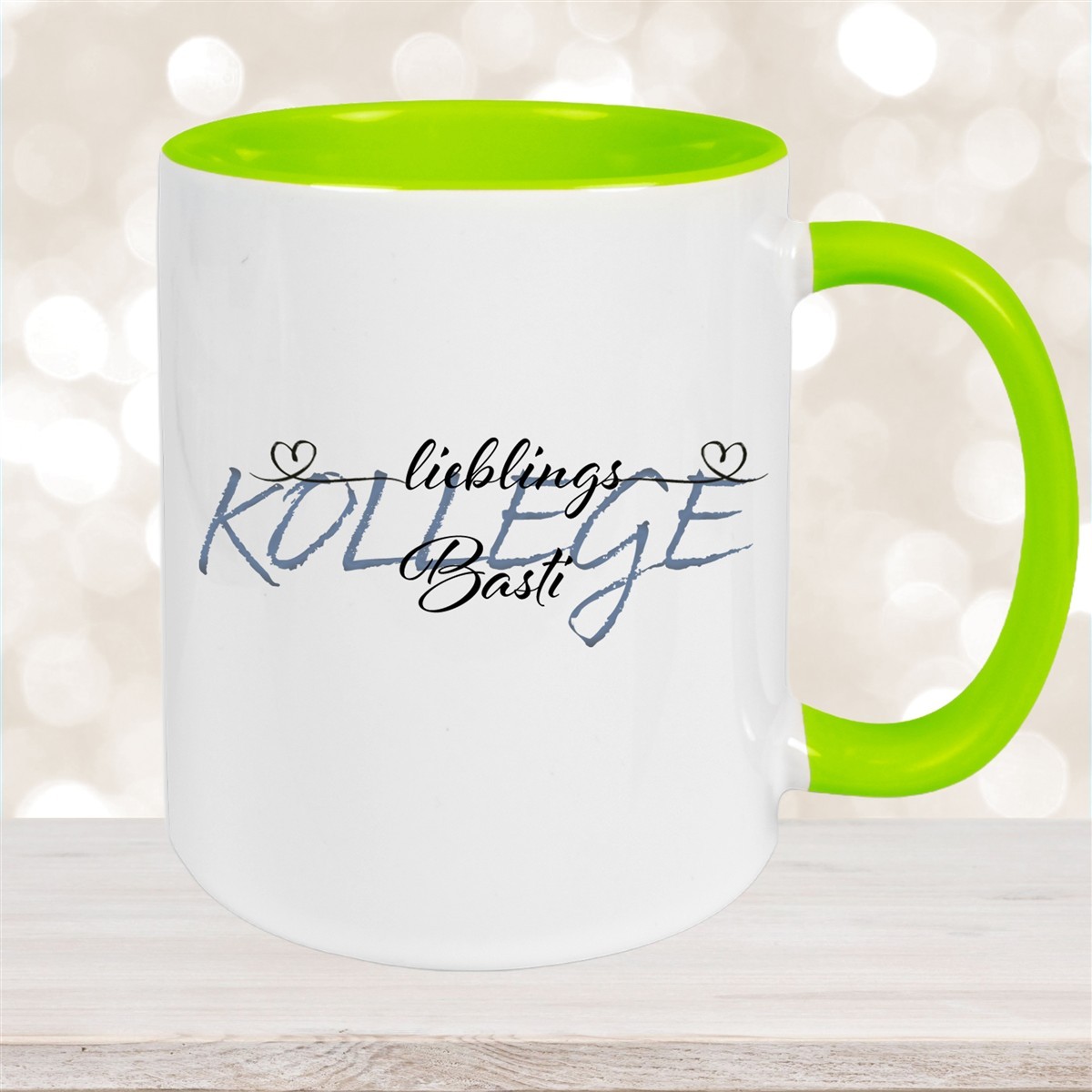 Tasse Wunschname Lieblings-Kollege #2 personalisiert Keramik Becher Grün
