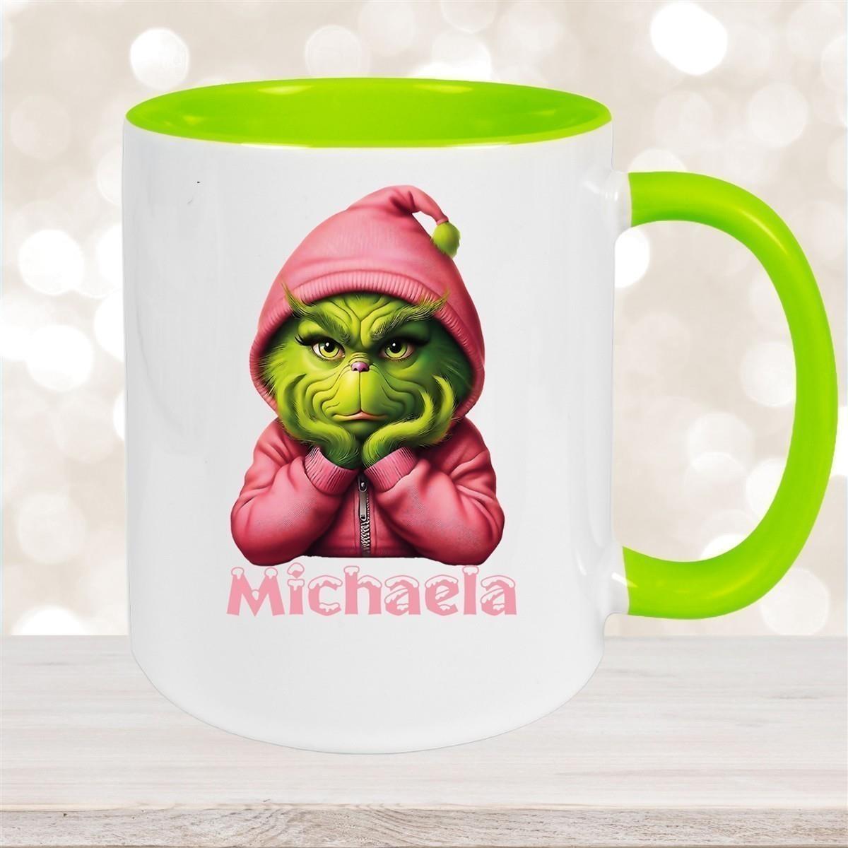 Tasse Wunschname Weihnachten Grinch 10 Keramik Kinderbecher versch. Farben