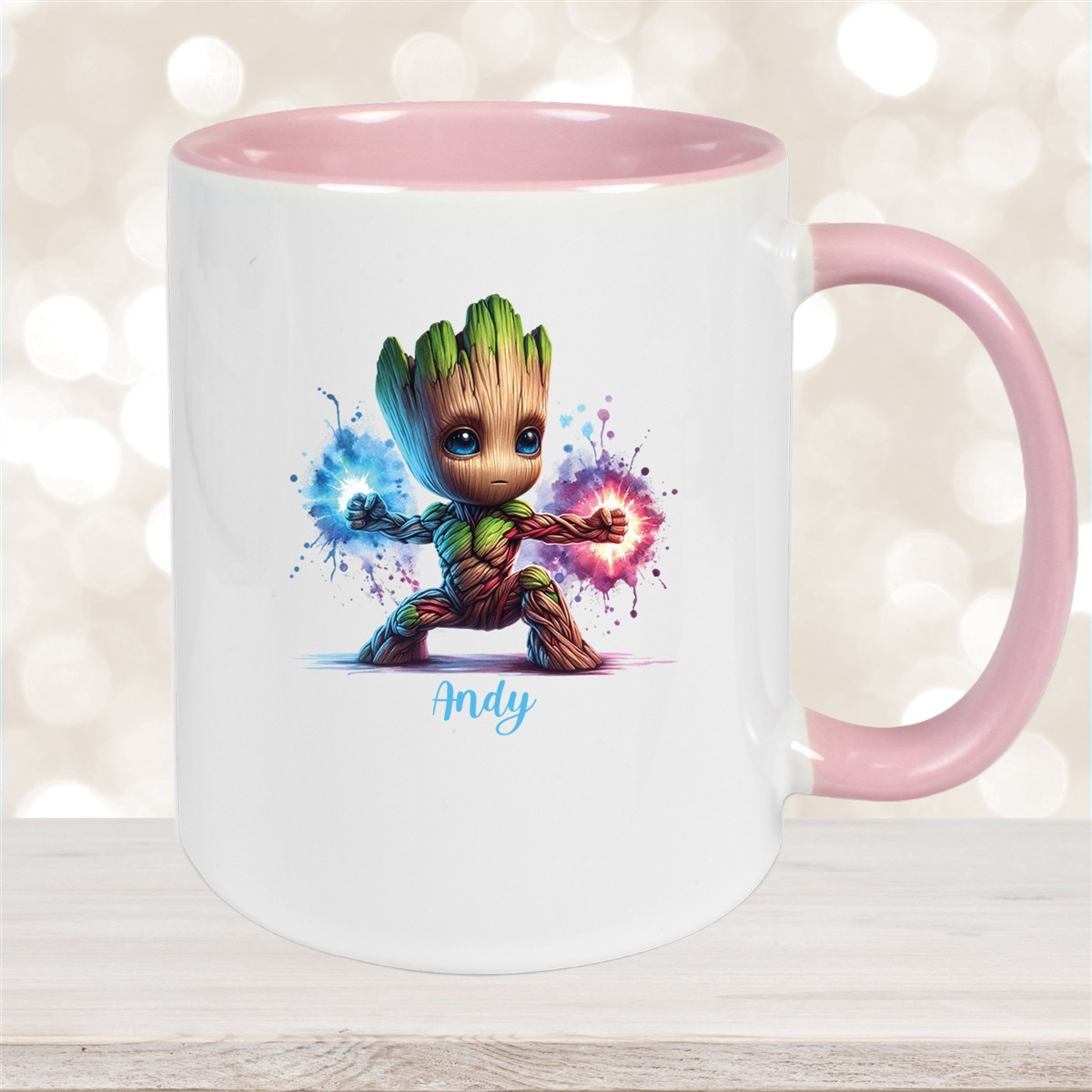 Tasse Wunschname Baby-Groot #8 Keramik Kinderbecher personalisiert Altrosa