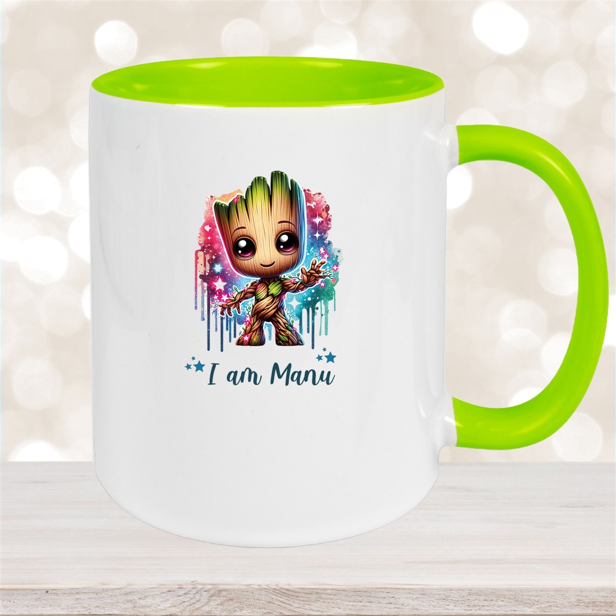 Tasse Wunschname Baby-Groot #5 Keramik Kinderbecher personalisiert Grün