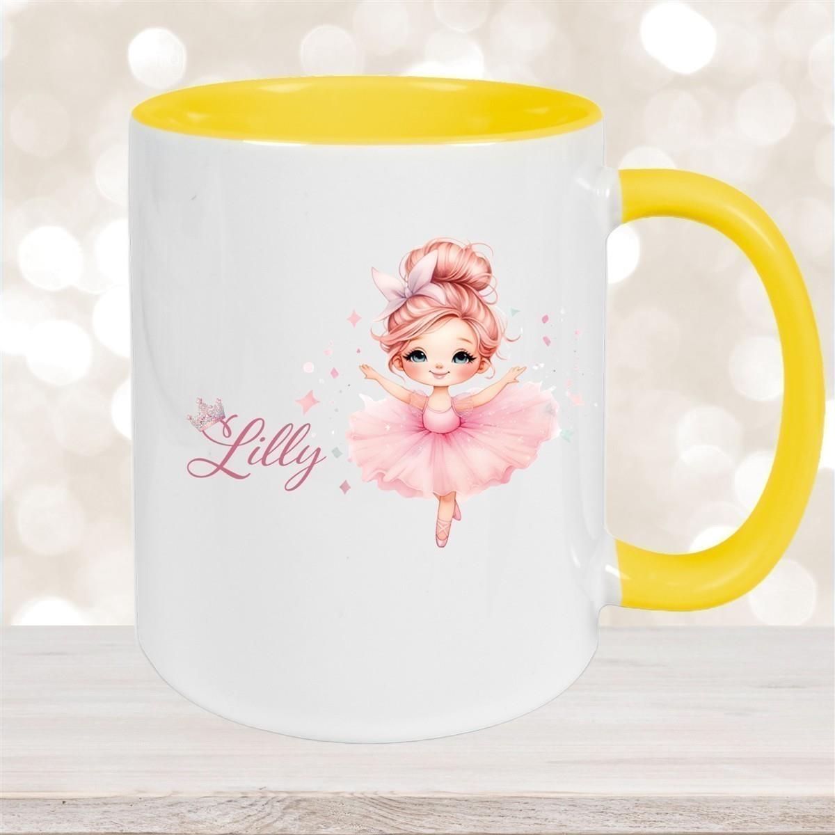 Tasse Ballerina 1 Wunschname Keramik Kinderbecher personalisiert versch. Farben