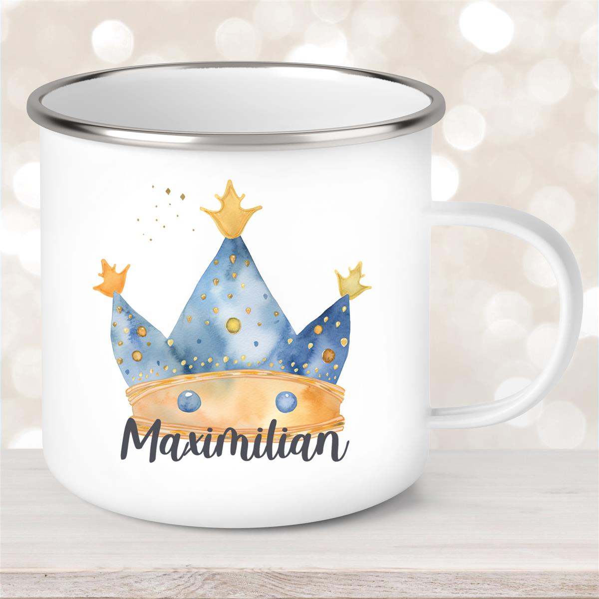 Tasse Prinz Krone #1 Wunschname Emaille Kinderbecher personalisiert