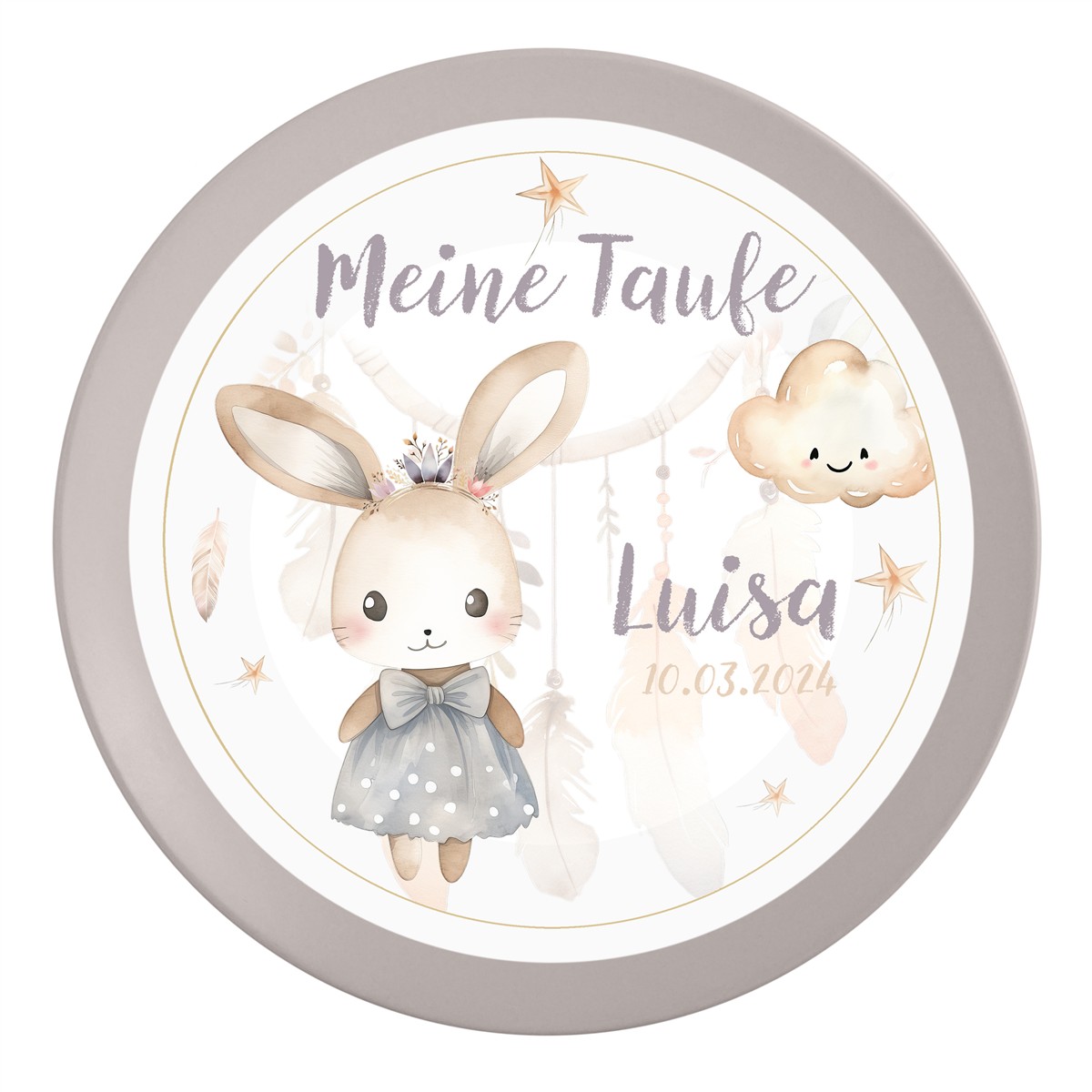 Tortenaufleger Taufe Hase 1 Name & Datum (20cm)