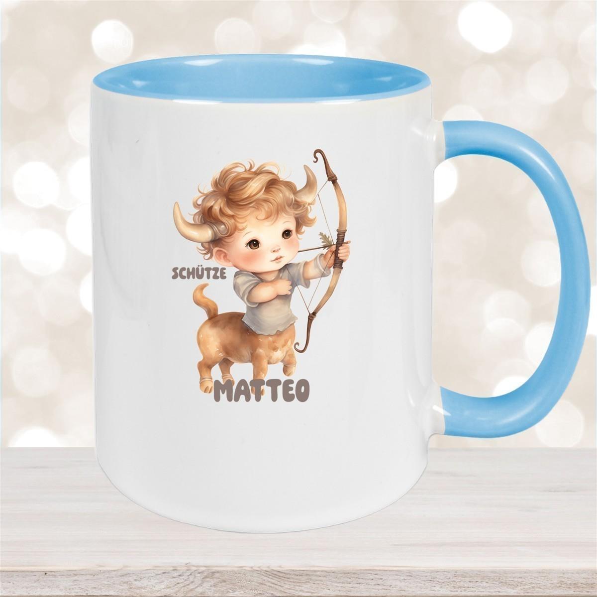 Tasse Sternzeichen Kinder Schütze 1 Wunschname Keramik Kinderbecher personalisiert versch. Farben