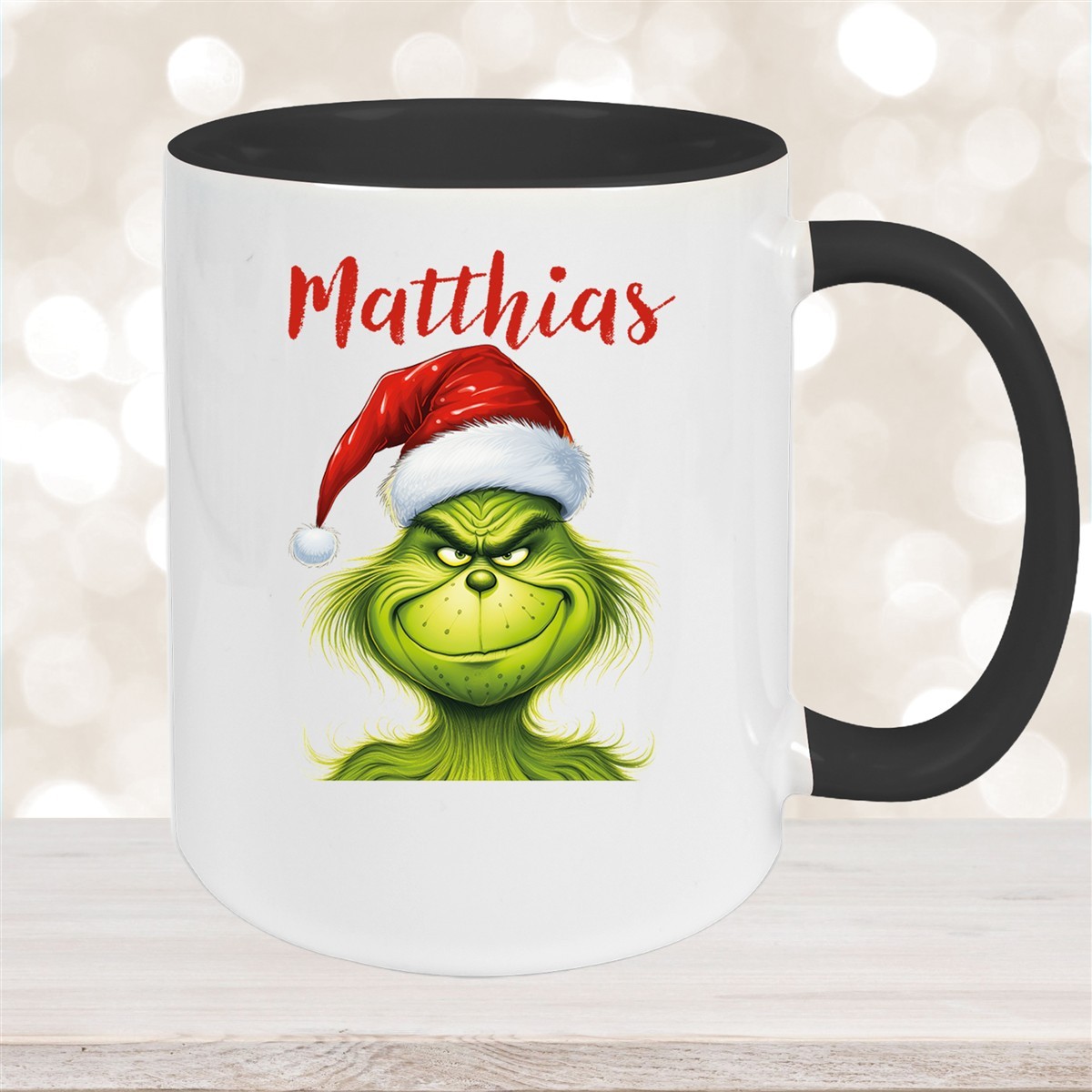 Tasse Wunschname Weihnachten Grinch #3 Keramik Kinderbecher Schwarz