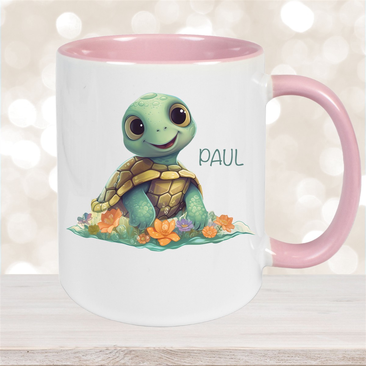 Tasse Wunschname Schildkröte #1 Keramik Kinderbecher personalisiert versch. Farben