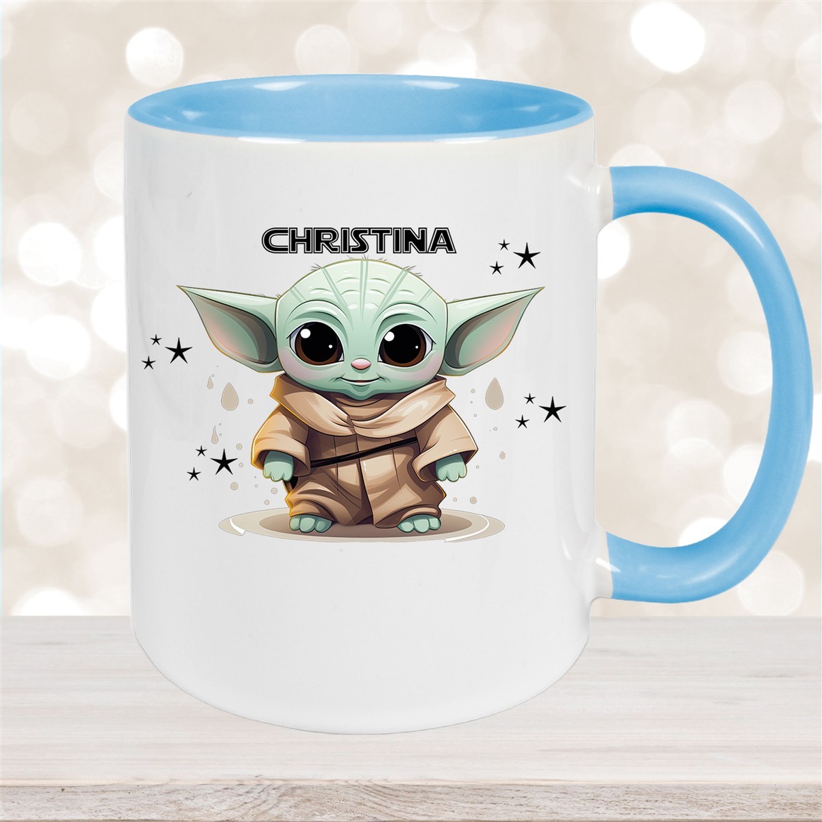 Tasse Wunschname Baby-Yoda #3 Keramik Kinderbecher personalisiert versch. Farben