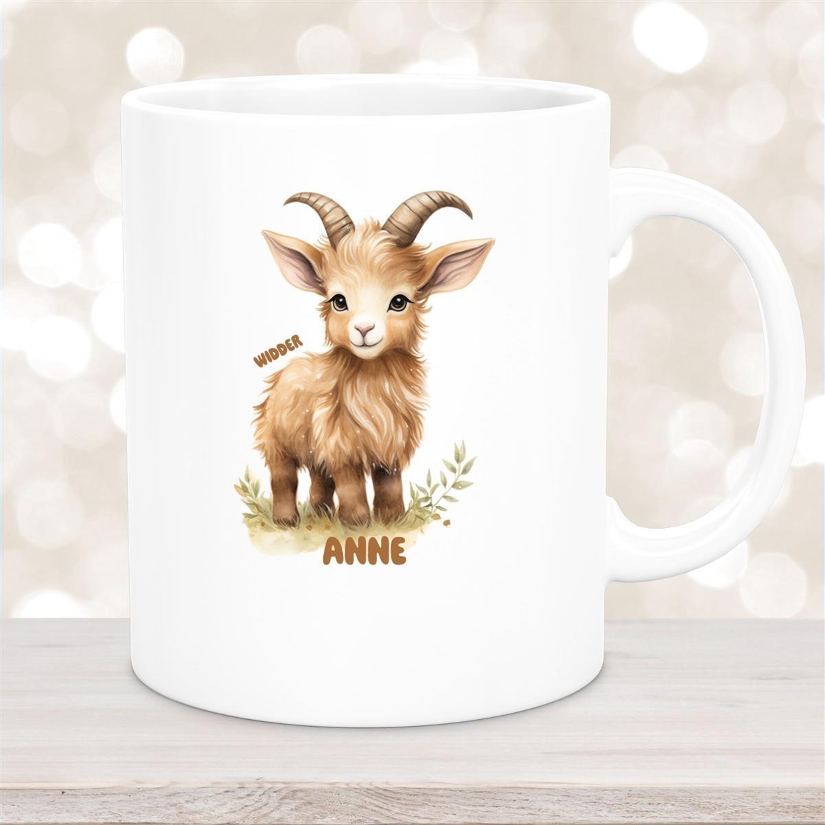 Tasse Sternzeichen Kinder Widder 1 Wunschname Keramik Kinderbecher personalisiert versch. Farben
