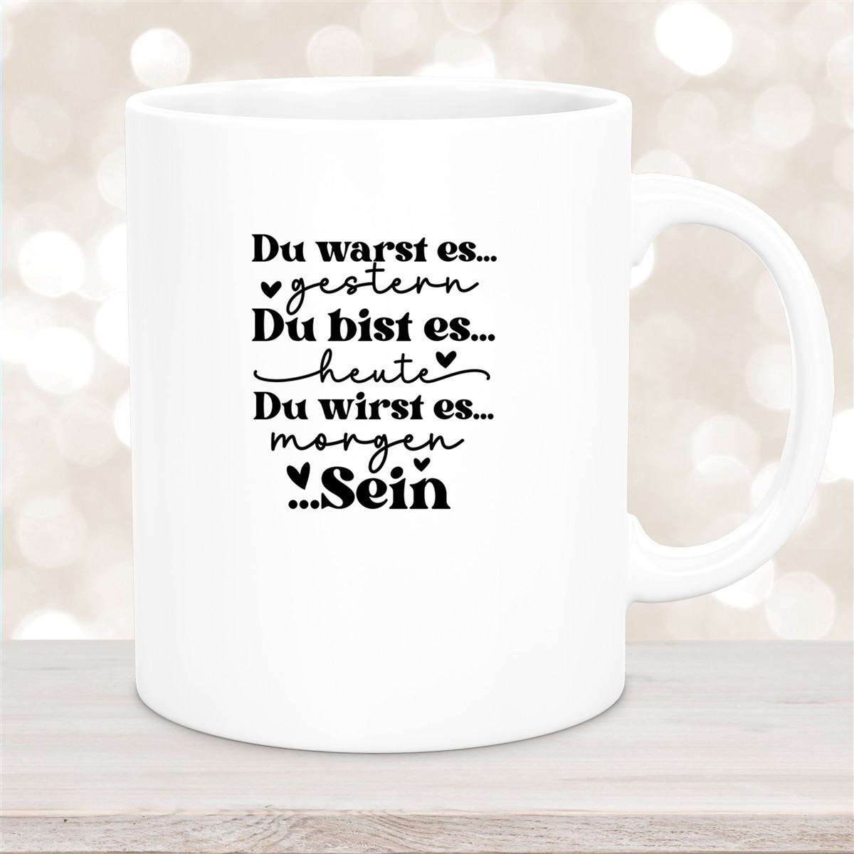 Tasse Spruch "Du bist es" Valentinstag #12 Keramik versch. Farben Weiß