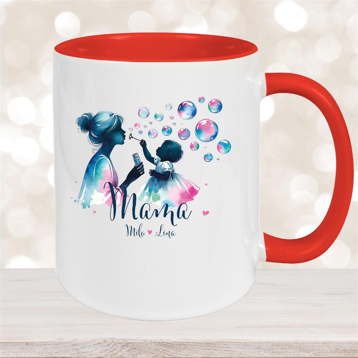 Tasse Muttertag #10 Wunschnamen Keramik Personalisiert Rot