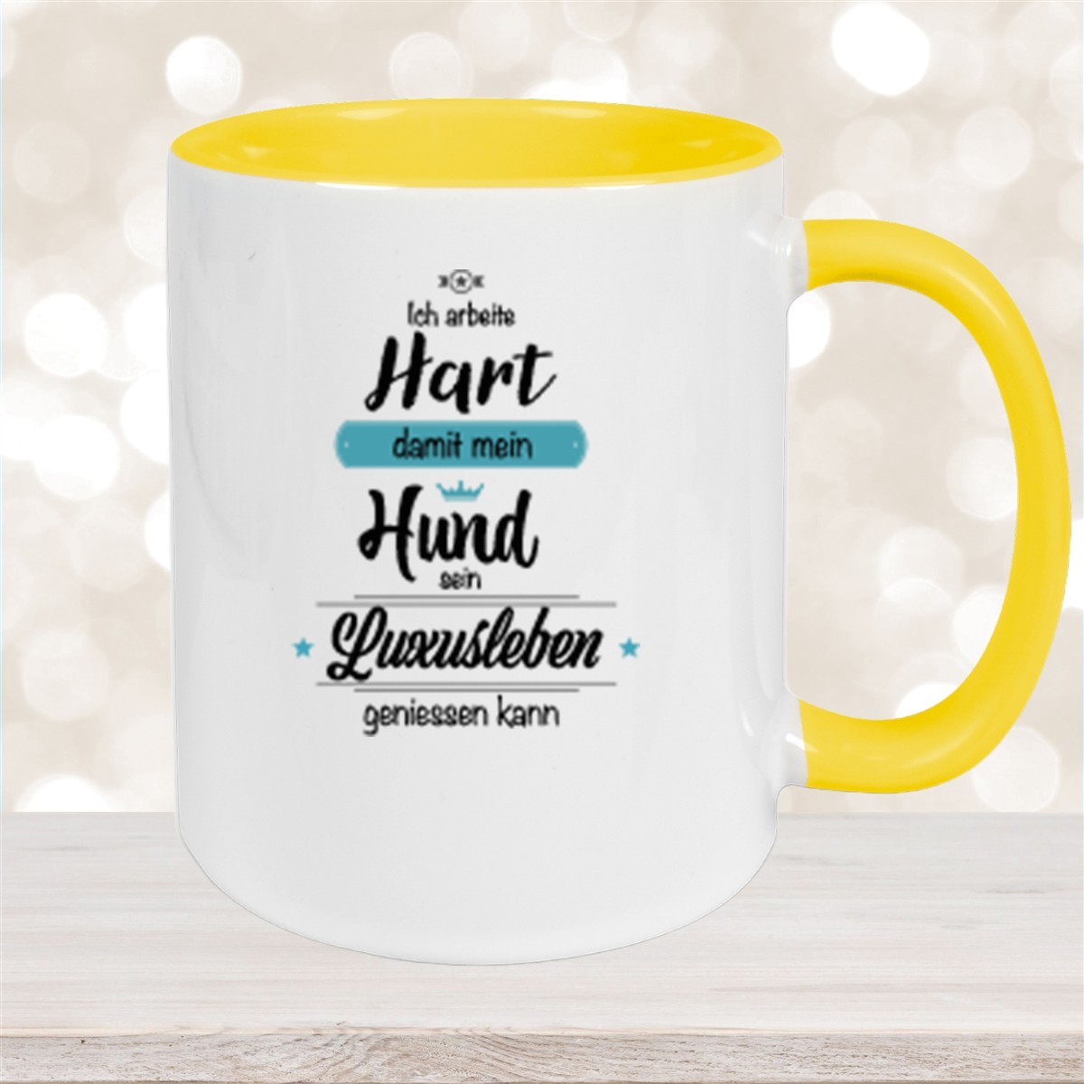 Tasse Wunschname Spruch-Hund #1 Keramik Gelb