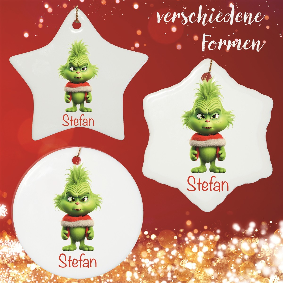 Christbaumanhänger Weihnachten Grinch #1 Ornament Christbaumschmuck Rund