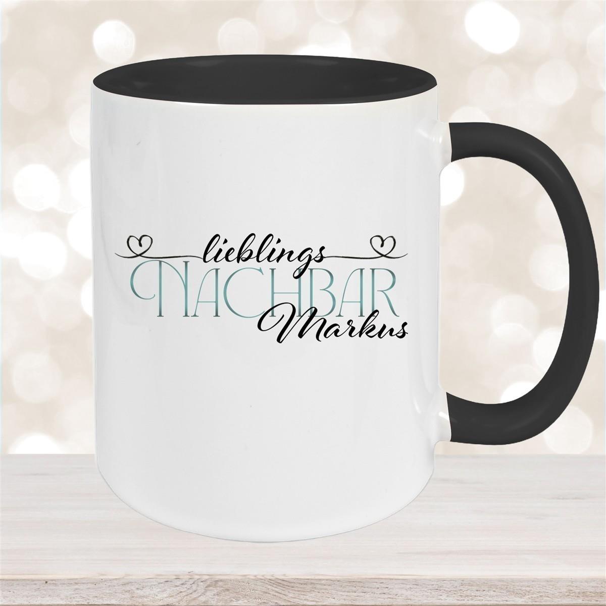 Tasse Wunschname Lieblings-Nachbar 1 personalisiert Keramik Becher versch. Farben