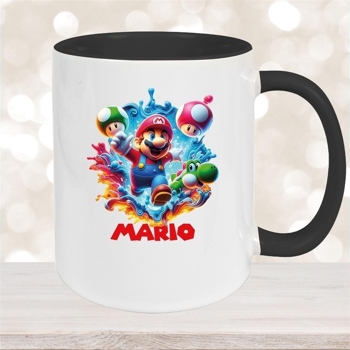 Tasse Wunschname Super-Mario 8 Keramik Kinderbecher personalisiert versch. Farben