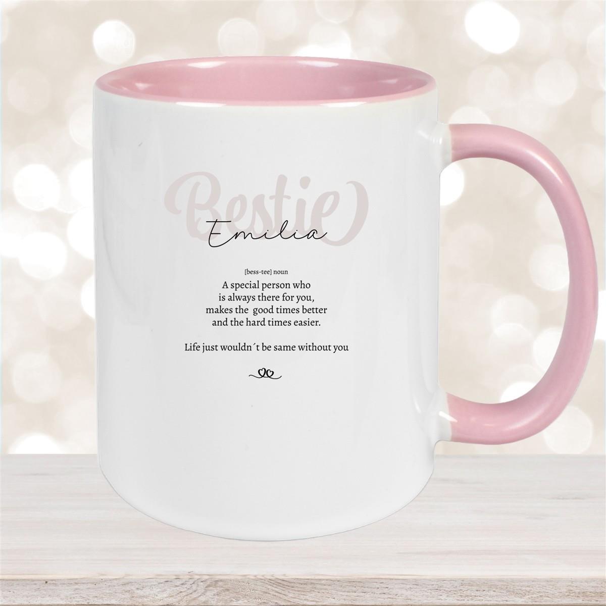 Tasse Wunschname Lieblings-Bestie 2 personalisiert Keramik Becher versch. Farben