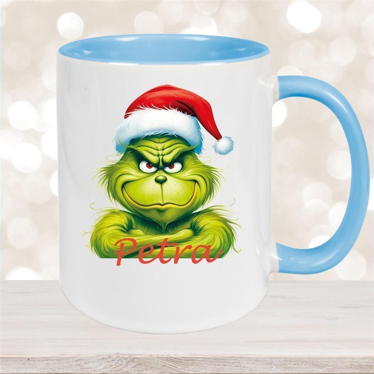 Tasse Wunschname Weihnachten Grinch 2 Keramik Kinderbecher versch. Farben