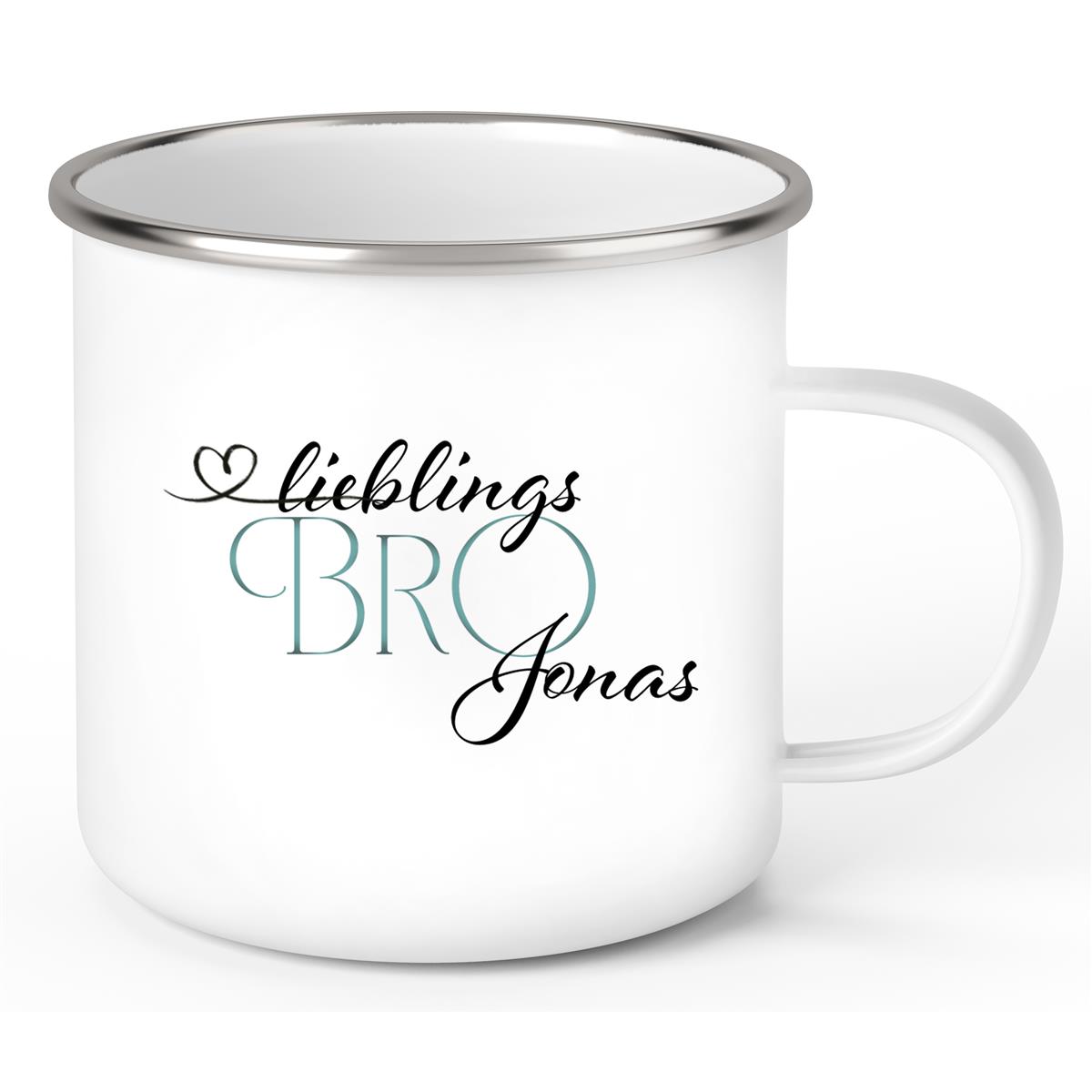 Tasse Wunschname Lieblings-BRO #1 Emaille personalisiert