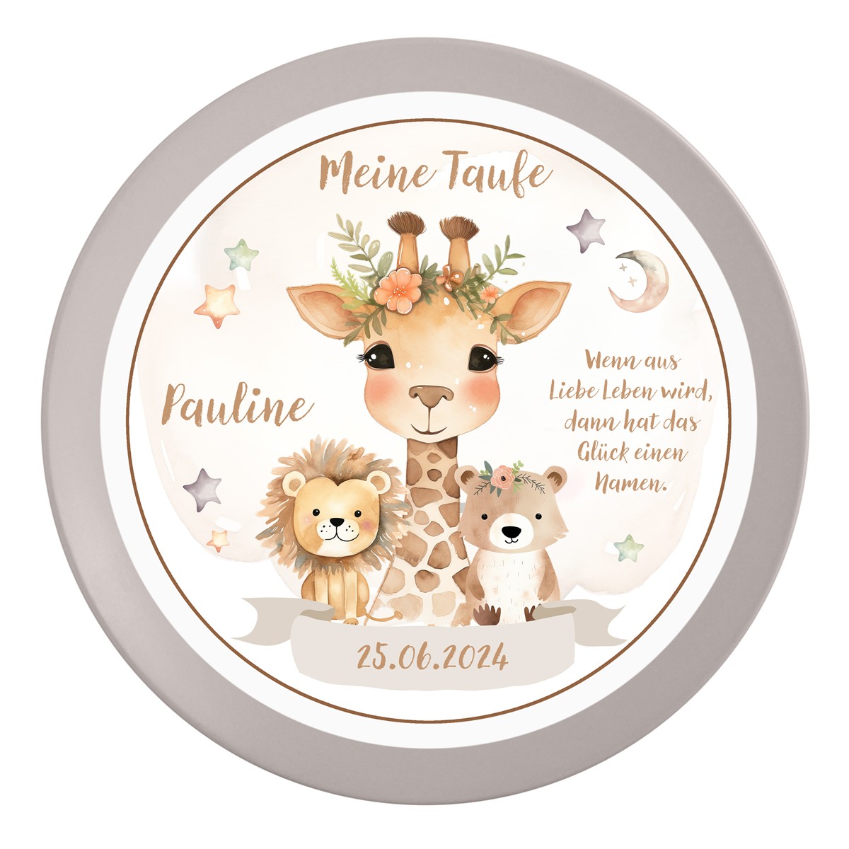Tortenaufleger Taufe Safari #1 Name & Datum (20cm)