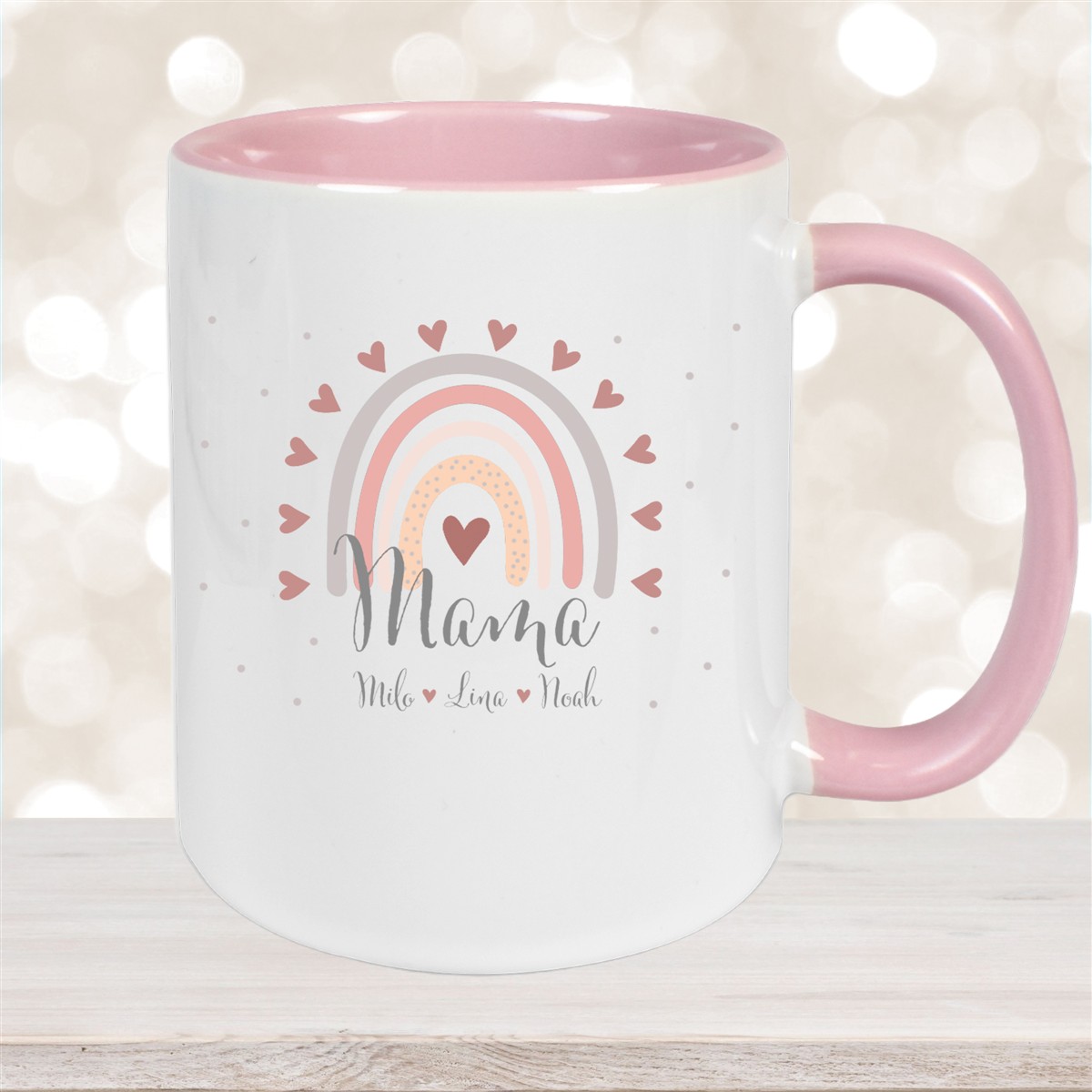 Tasse Muttertag #9 Wunschnamen Keramik Personalisiert Altrosa
