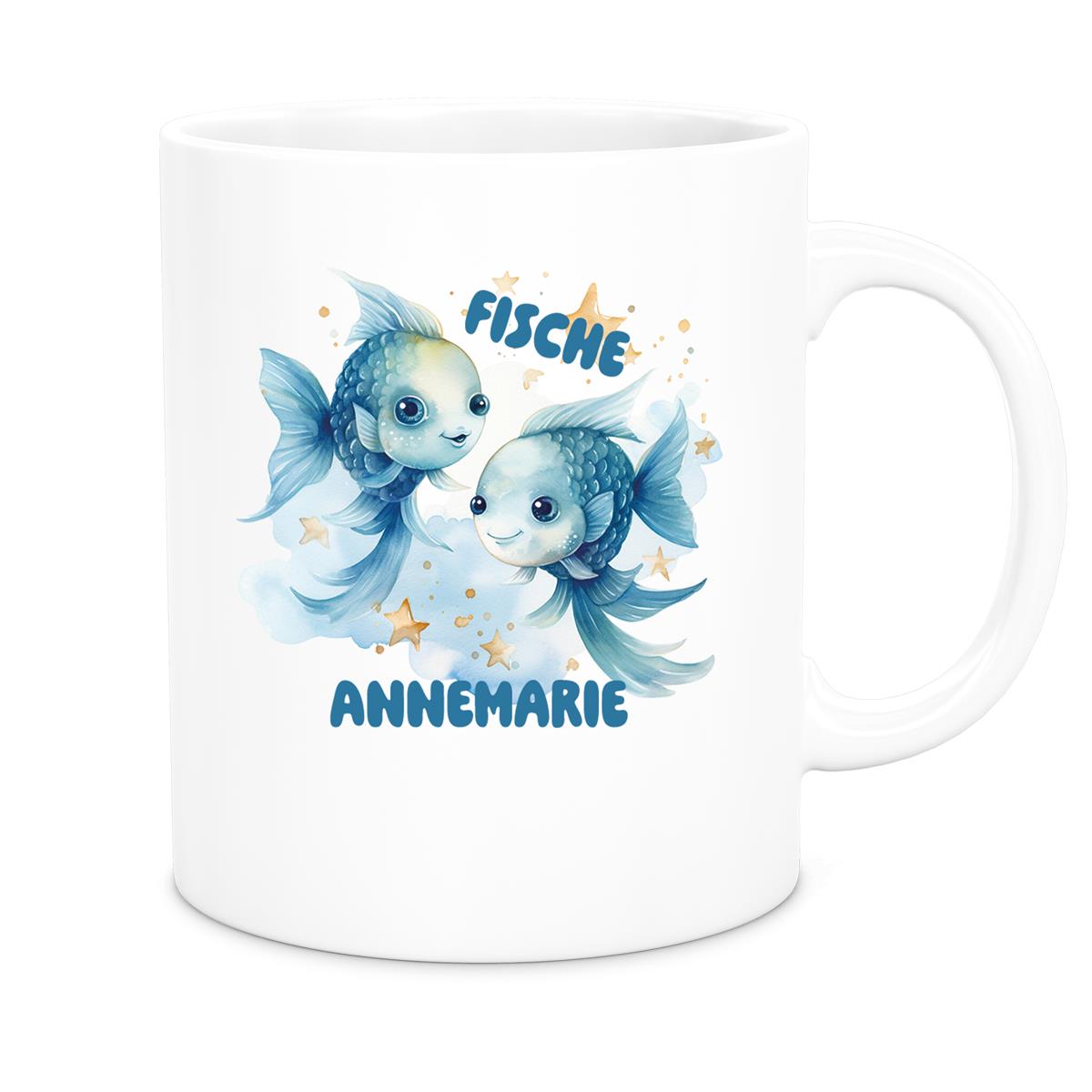 Tasse Sternzeichen Kinder Fische 1 Wunschname Keramik Kinderbecher personalisiert versch. Farben
