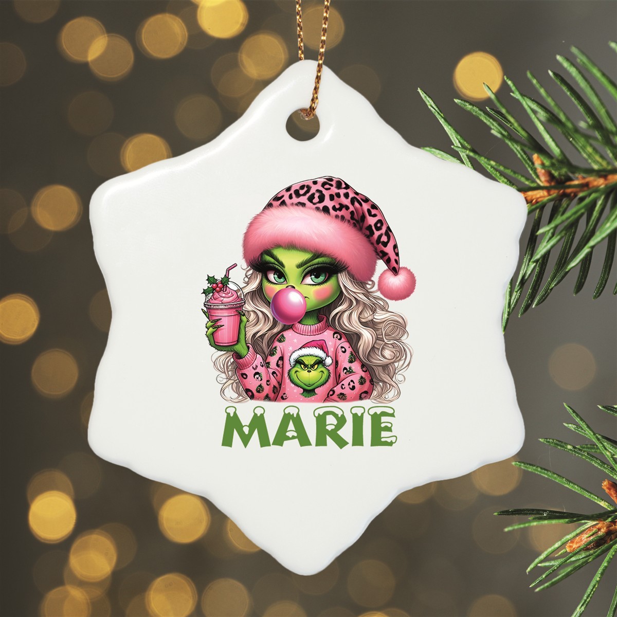Christbaumanhänger Weihnachten Lady - Grinch #5 Ornament Christbaumschmuck versch. Formen