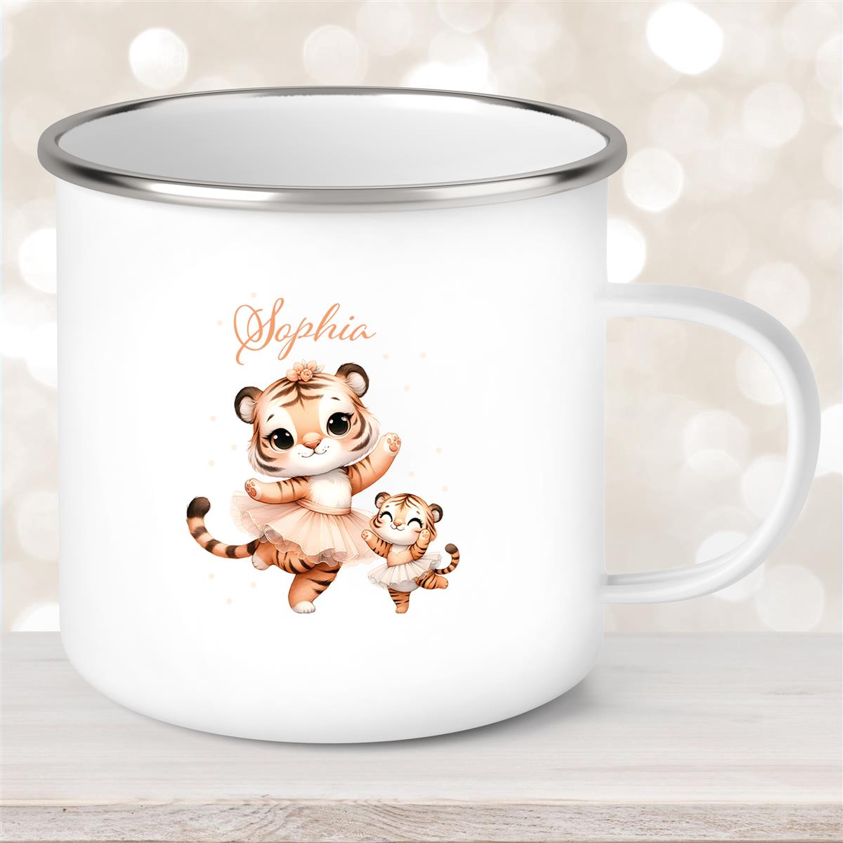 Tasse Wunschname Tiger #2 Emaille Kinderbecher
