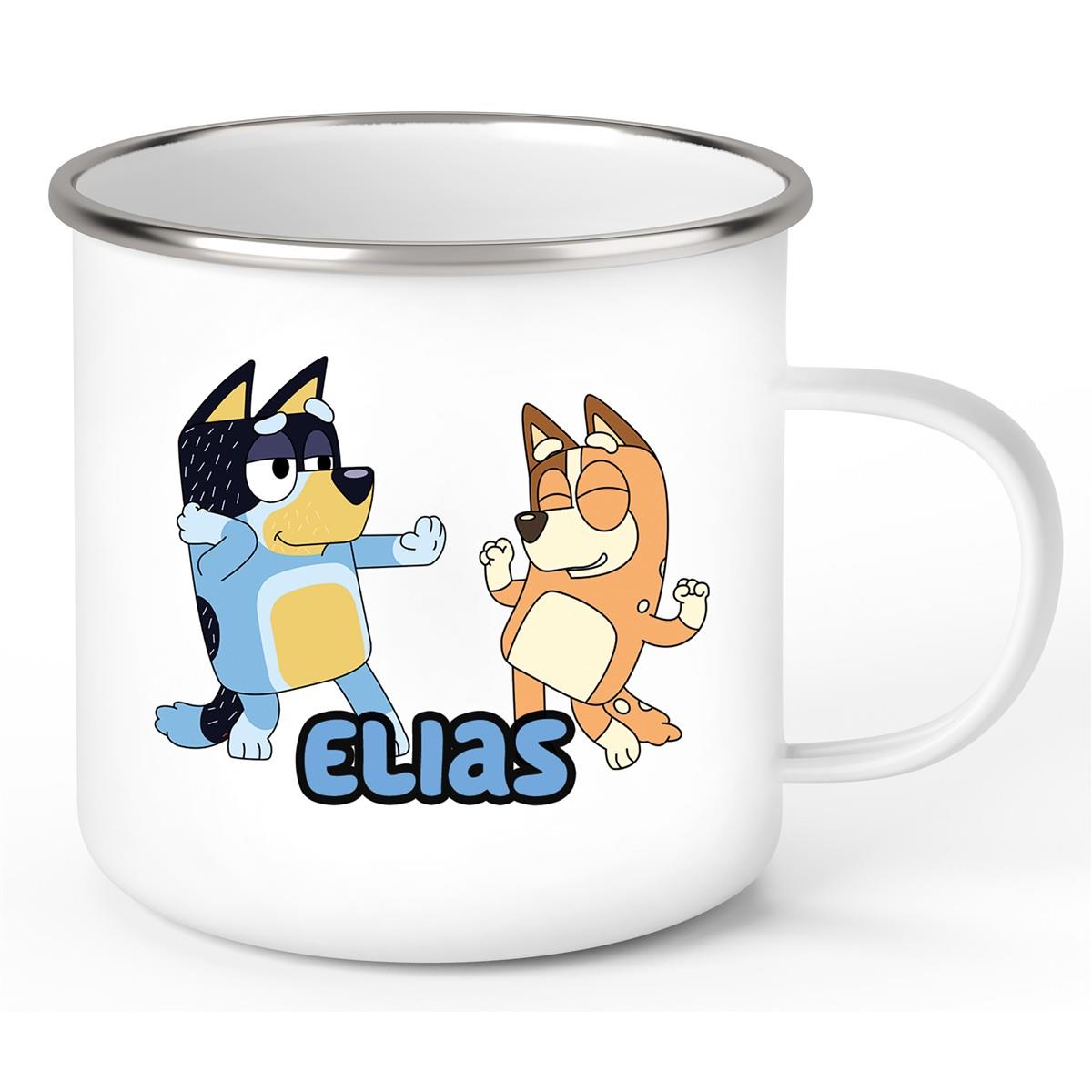 Tasse Bluey 1 Wunschname Emaille Kinderbecher personalisiert