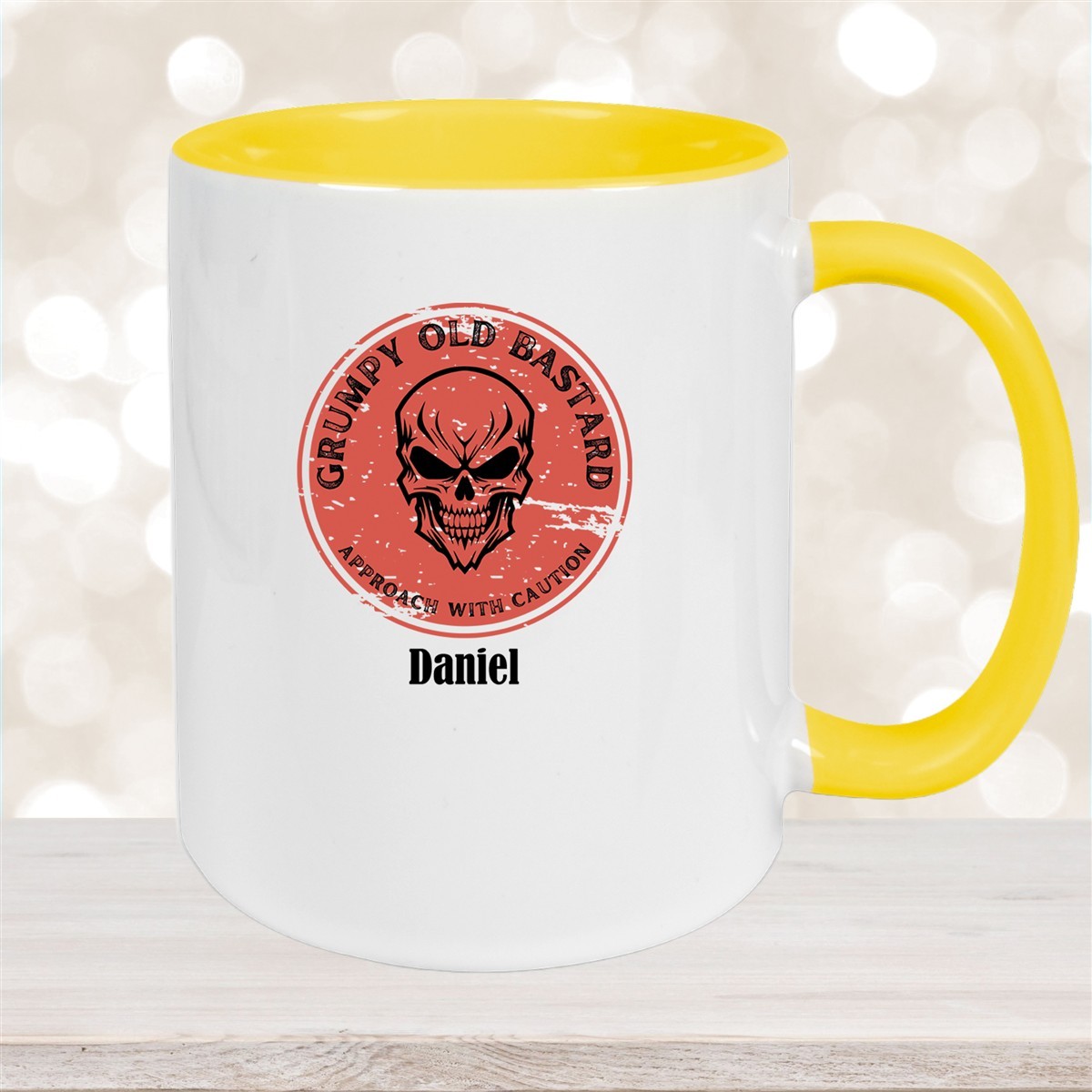 Tasse Wunschname Grumpy Old Bastard Keramik Gelb