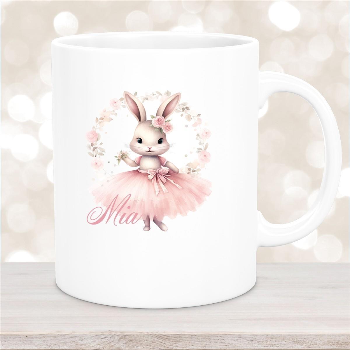 Tasse Ballerina 5 Wunschname Keramik Kinderbecher personalisiert versch. Farben