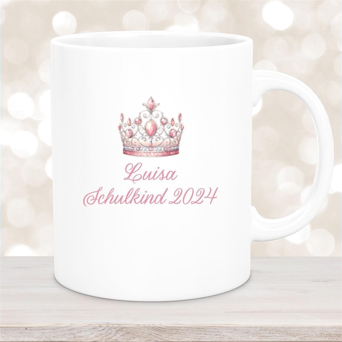 Tasse Schulkind 15 Wunschname Prinzessin1 Keramik Kinderbecher Personalisiert versch. Farben