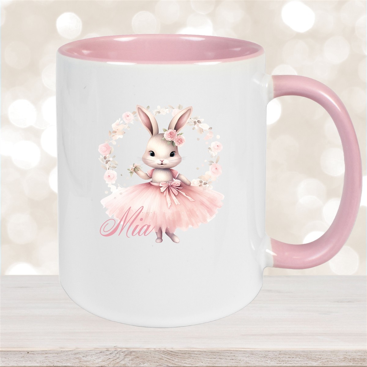 Tasse Ballerina #5 Wunschname Keramik Kinderbecher personalisiert Altrosa